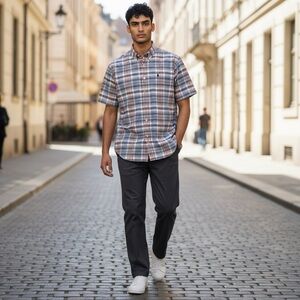 Ralph Lauren Plaid Short-Sleeved Men's Shirt, size large